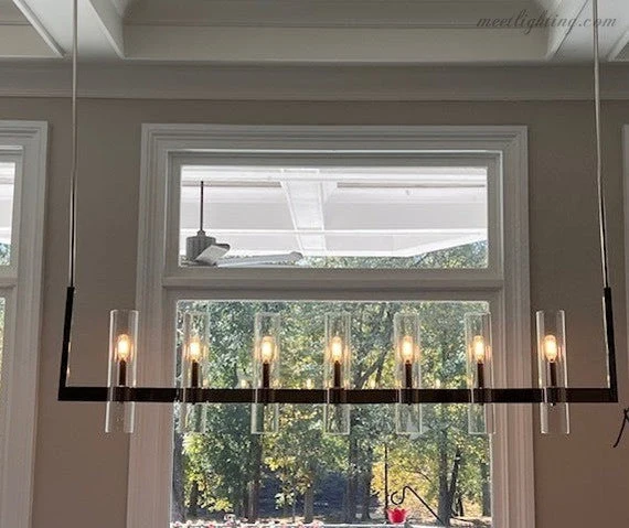 Glazen Hanglamp Modern 7-Lichts 149cm Staal Aluminium Eettafel Woonkamer Dimbaar Verstelbaar Industrieel Design | Sansoti