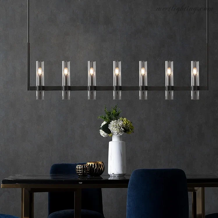 Glazen Hanglamp Modern 7-Lichts 149cm Staal Aluminium Eettafel Woonkamer Dimbaar Verstelbaar Industrieel Design | Sansoti