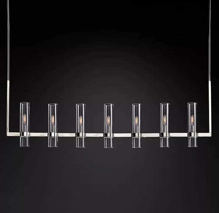 Glazen Hanglamp Modern 7-Lichts 149cm Staal Aluminium Eettafel Woonkamer Dimbaar Verstelbaar Industrieel Design | Sansoti