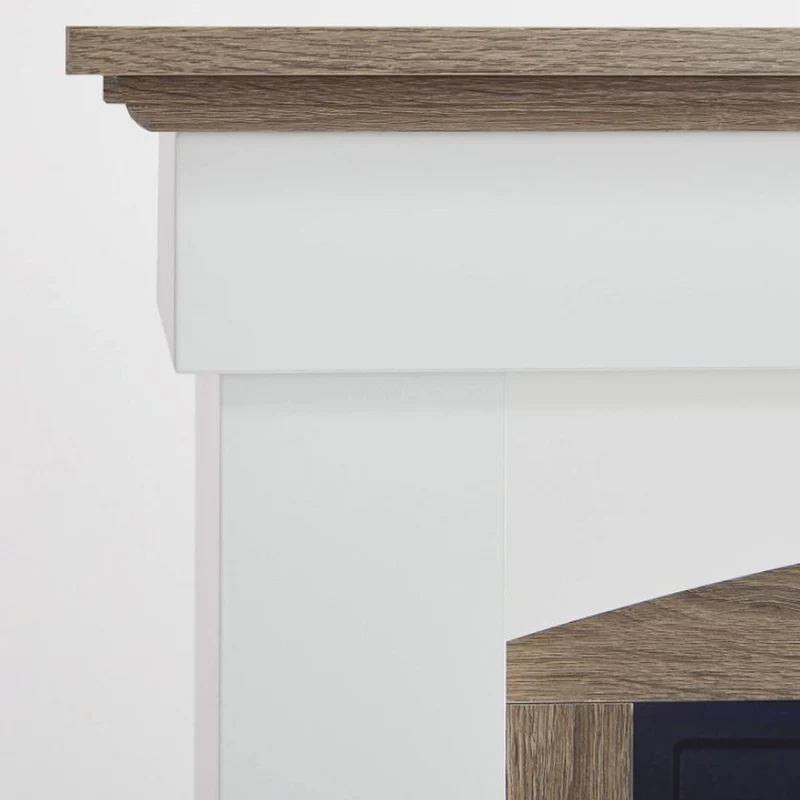 Casa Padrino Landhausstil LED Elektrokamin Weiß / Braun 98,5 x 30 x H. 90 cm