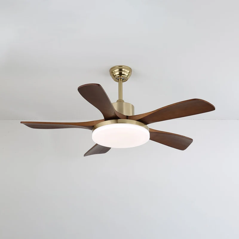 Plafondventilator met Verlichting Houten Bladen Metalen Frame 106/132cm Scandinavisch Design 6 Snelheden Afstandsbediening | Sansoti