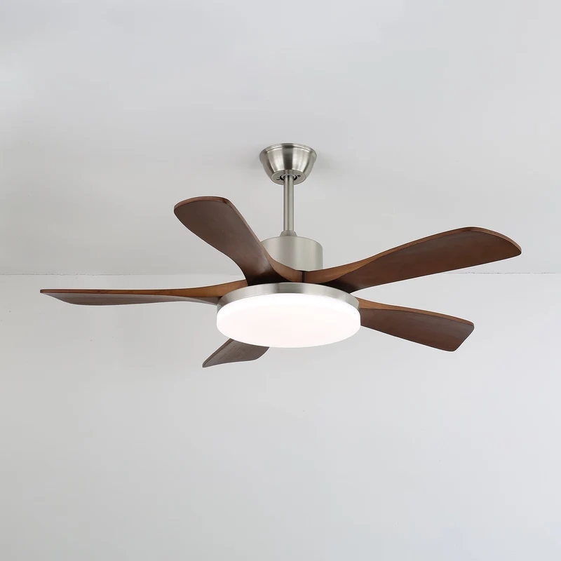 Plafondventilator met Verlichting Houten Bladen Metalen Frame 106/132cm Scandinavisch Design 6 Snelheden Afstandsbediening | Sansoti