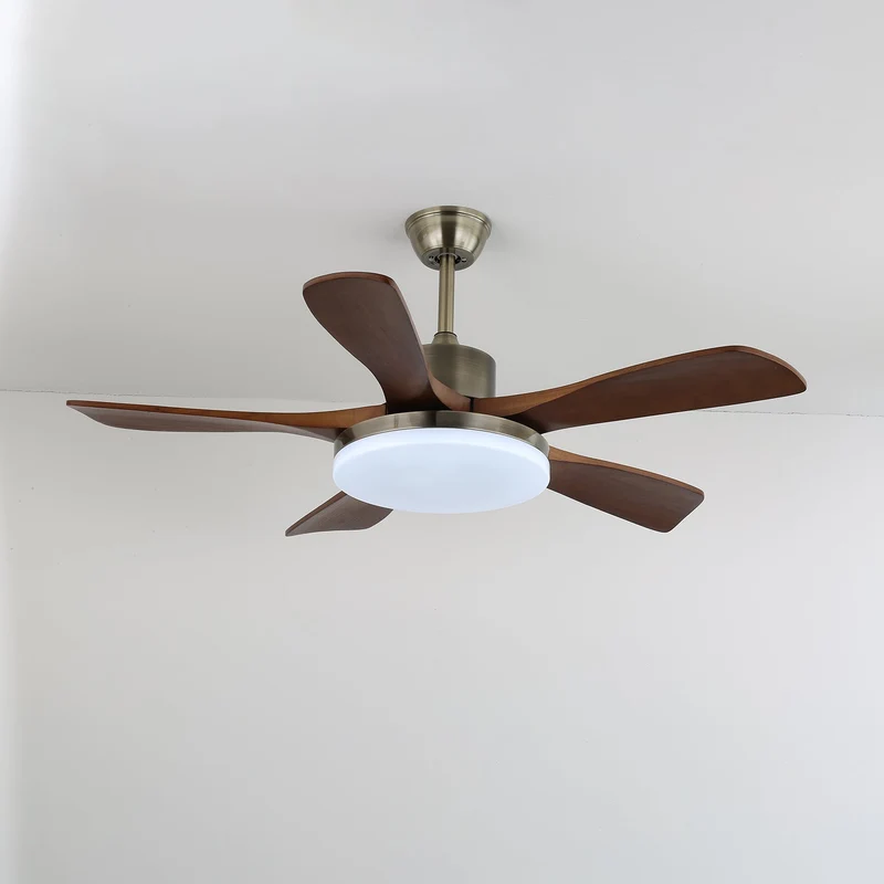 Plafondventilator met Verlichting Houten Bladen Metalen Frame 106/132cm Scandinavisch Design 6 Snelheden Afstandsbediening | Sansoti
