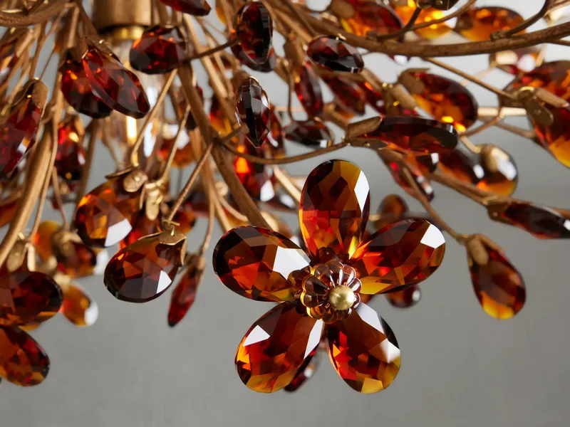 Kristallen Plafondlamp Ø70cm IJzer Handafgewerkt Bloesem Design Vier Lichtpunten Elegant Venetiaans Woonkamer | Sansoti