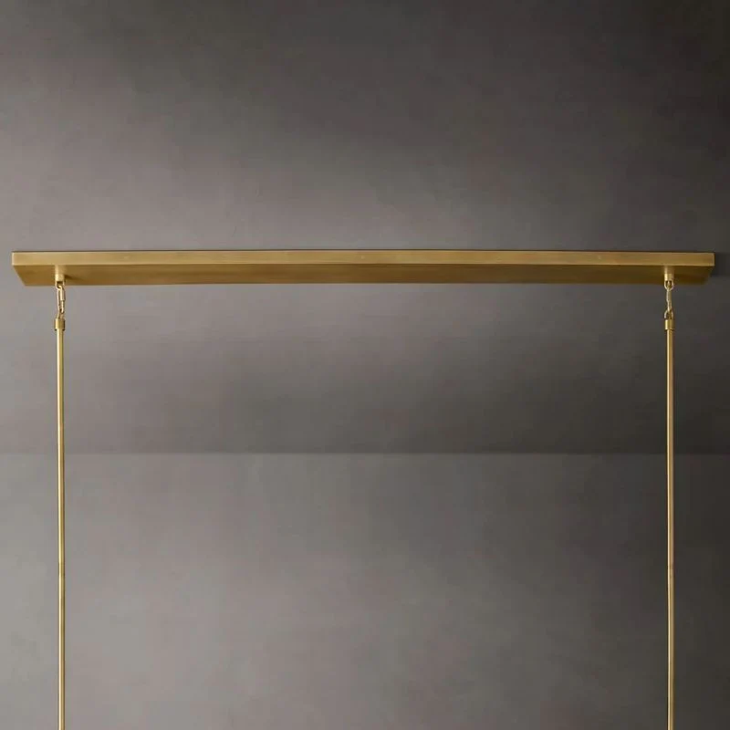 Lineaire Kroonluchter met Kristallen Bollen 152cm Messing Zwart Nikkel voor Eetkamer Woonkamer 6 Lichtpunten | Sansoti