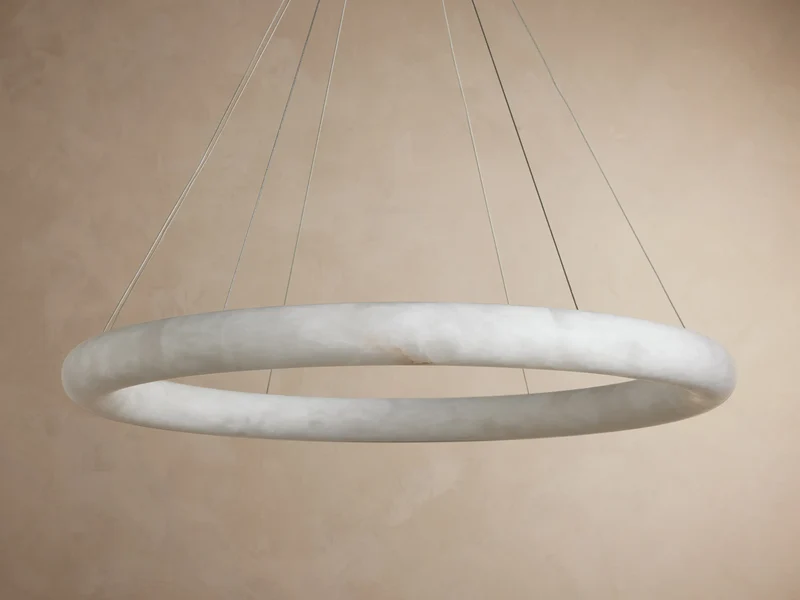 Ronde Kroonluchter Albast 91cm Dimbaar LED Geïntegreerd Hangend Plafondlamp Modern Design Woonkamer Eetkamer | Sansoti