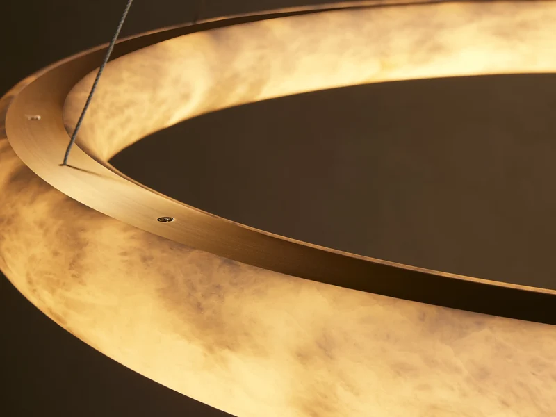 Ronde Kroonluchter Albast 91cm Dimbaar LED Geïntegreerd Hangend Plafondlamp Modern Design Woonkamer Eetkamer | Sansoti