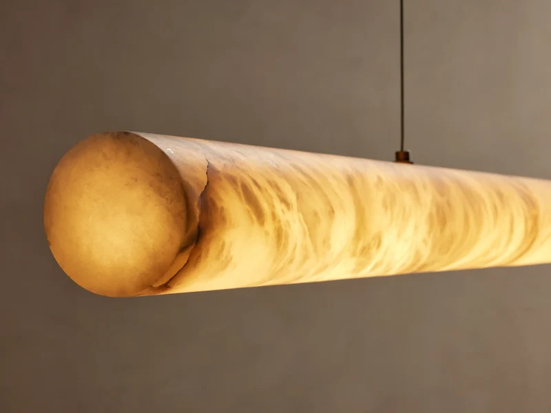 Lineaire Albast Kroonluchter 163cm Geïntegreerde LED Dimbaar Hanglamp Natuursteen Eetkamer Woonkamer Design | Sansoti