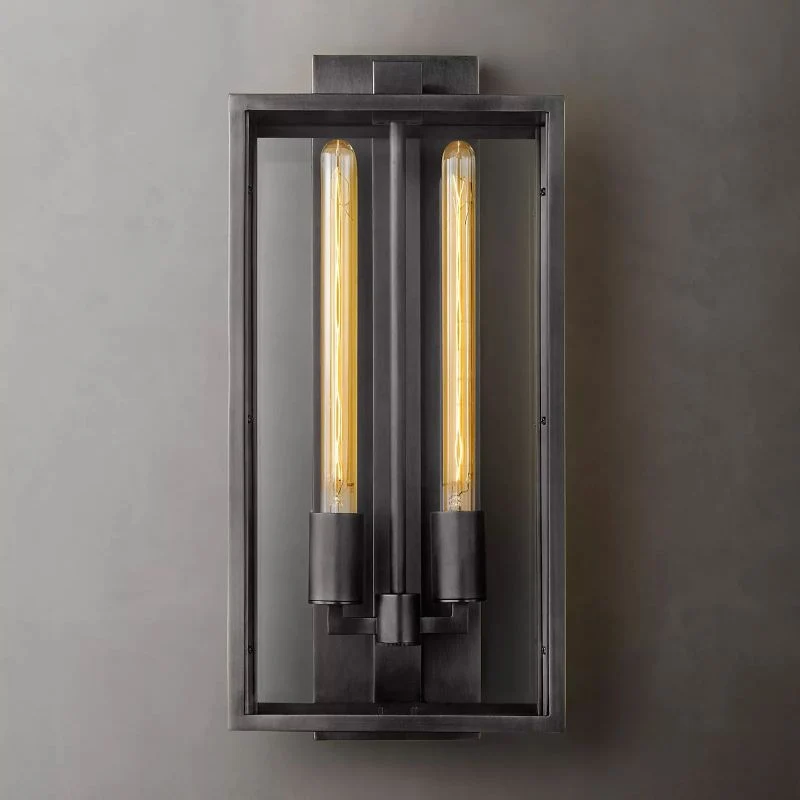 Industriële Wandlamp Staal Glas 18-28cm Vintage Lantaarn Zwart Messing Tin Retro Verlichting Woonkamer Slaapkamer | Sansoti