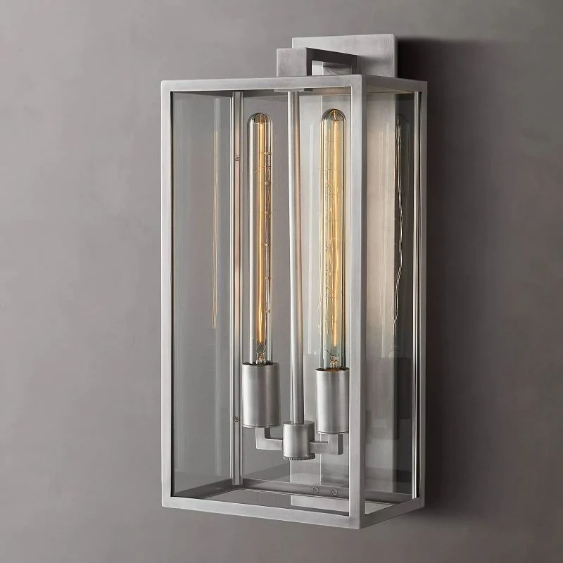 Industriële Wandlamp Staal Glas 18-28cm Vintage Lantaarn Zwart Messing Tin Retro Verlichting Woonkamer Slaapkamer | Sansoti