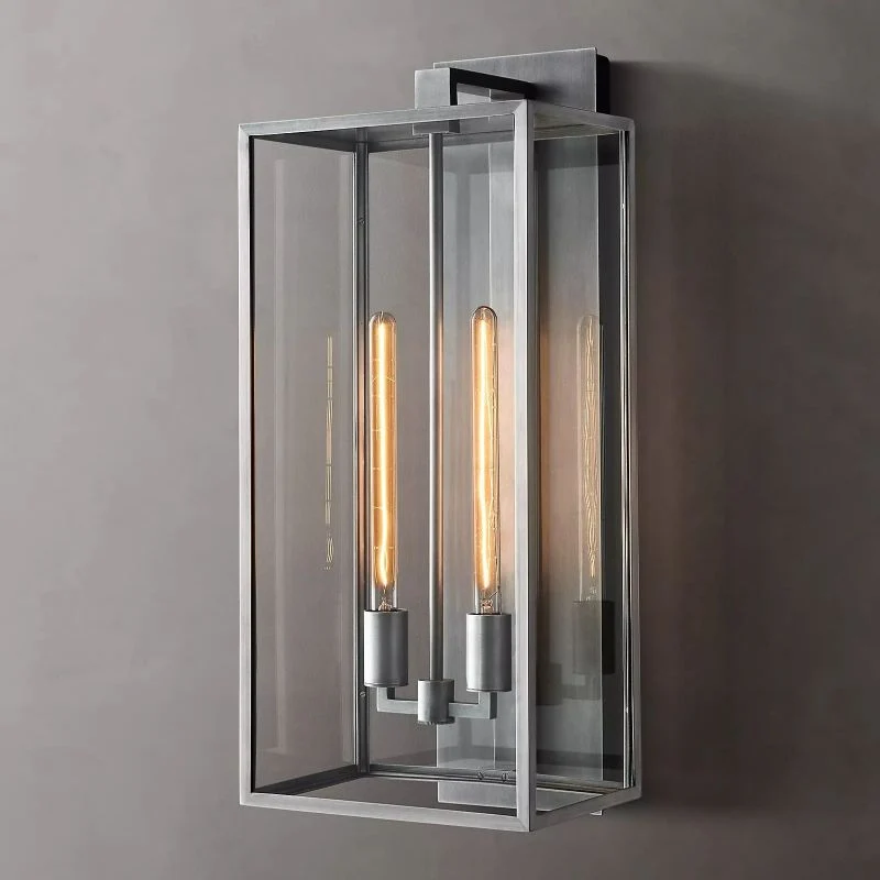 Industriële Wandlamp Staal Glas 18-28cm Vintage Lantaarn Zwart Messing Tin Retro Verlichting Woonkamer Slaapkamer | Sansoti
