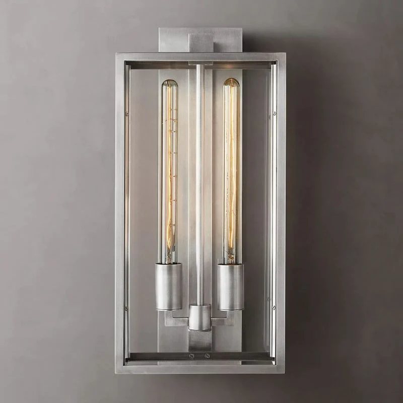 Industriële Wandlamp Staal Glas 18-28cm Vintage Lantaarn Zwart Messing Tin Retro Verlichting Woonkamer Slaapkamer | Sansoti