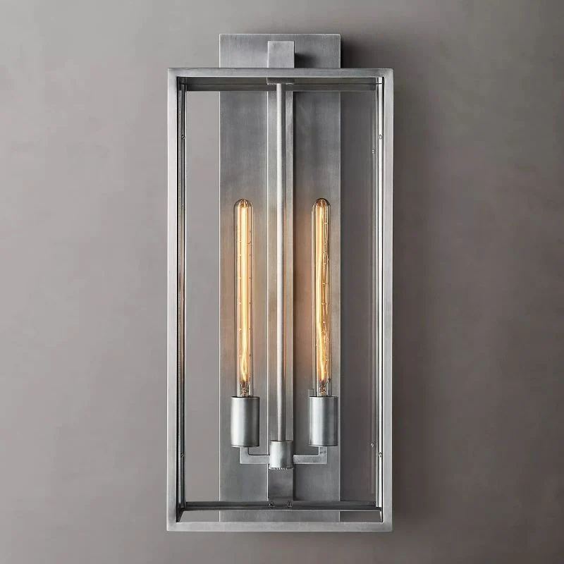 Industriële Wandlamp Staal Glas 18-28cm Vintage Lantaarn Zwart Messing Tin Retro Verlichting Woonkamer Slaapkamer | Sansoti