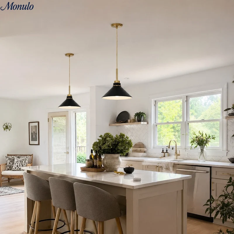 Kegelvormige Hanglamp in Landelijke Stijl - Dimbaar - Voor Keuken en Hal - Scandinavisch Geïnspireerd - Modern Farmhouse Verlichting | Sansoti