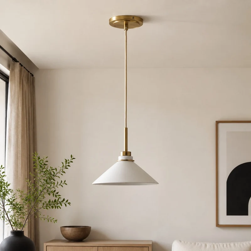 Kegelvormige Hanglamp in Landelijke Stijl - Dimbaar - Voor Keuken en Hal - Scandinavisch Geïnspireerd - Modern Farmhouse Verlichting | Sansoti