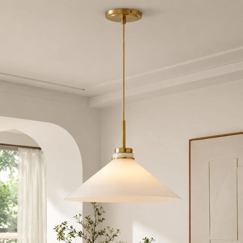 Kegelvormige Hanglamp in Landelijke Stijl - Dimbaar - Voor Keuken en Hal - Scandinavisch Geïnspireerd - Modern Farmhouse Verlichting | Sansoti