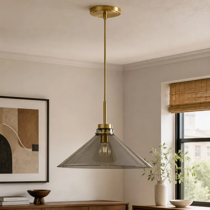 Kegelvormige Hanglamp in Landelijke Stijl - Dimbaar - Voor Keuken en Hal - Scandinavisch Geïnspireerd - Modern Farmhouse Verlichting | Sansoti