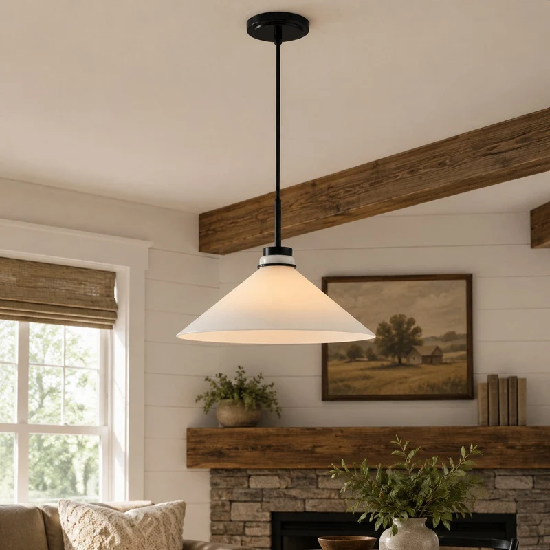 Kegelvormige Hanglamp in Landelijke Stijl - Dimbaar - Voor Keuken en Hal - Scandinavisch Geïnspireerd - Modern Farmhouse Verlichting | Sansoti