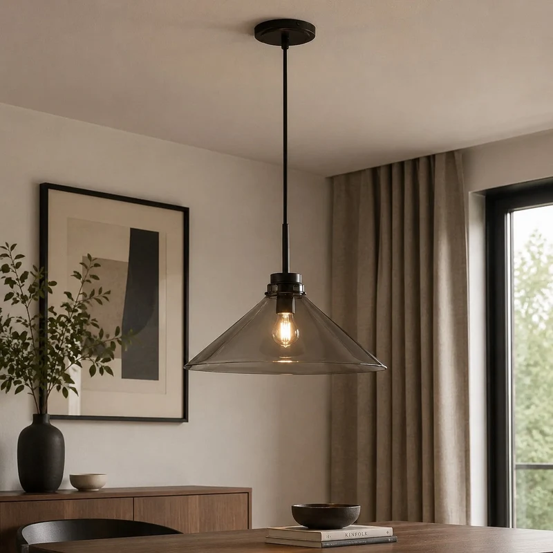 Kegelvormige Hanglamp in Landelijke Stijl - Dimbaar - Voor Keuken en Hal - Scandinavisch Geïnspireerd - Modern Farmhouse Verlichting | Sansoti