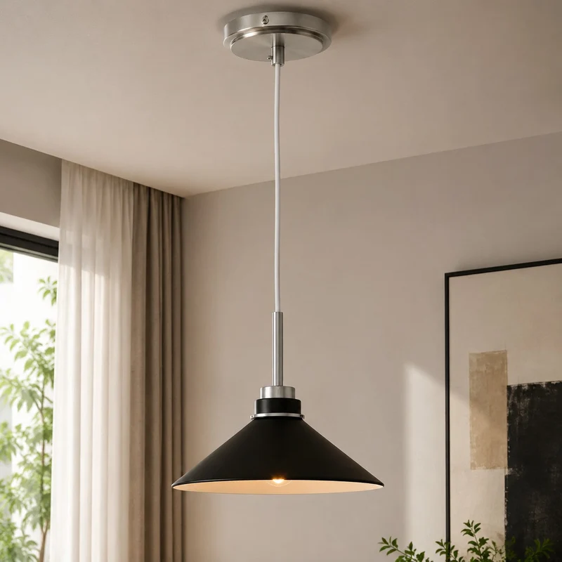 Kegelvormige Hanglamp in Landelijke Stijl - Dimbaar - Voor Keuken en Hal - Scandinavisch Geïnspireerd - Modern Farmhouse Verlichting | Sansoti