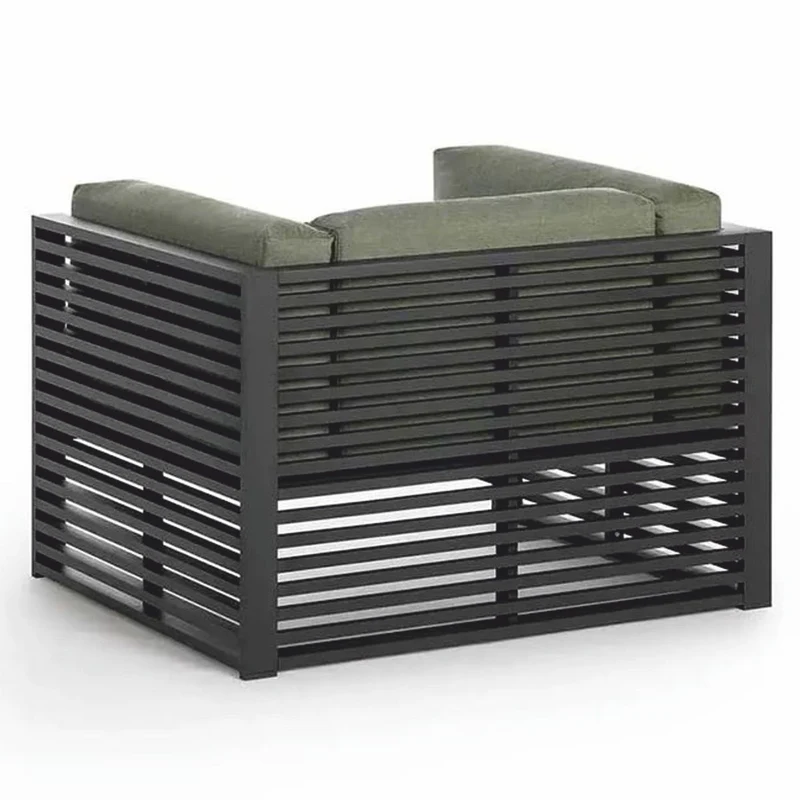 Casa Padrino Luxus Outdoor Garten Sessel Grün / Schwarz 100 cm - Hotel & Garten Möbel