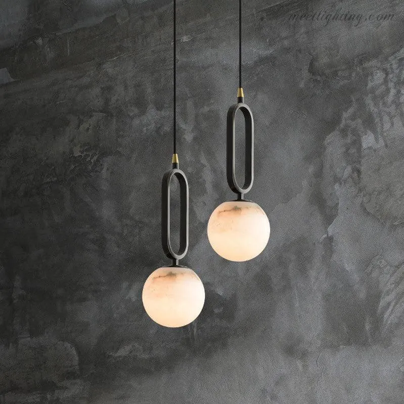 Hanglamp Ovaal Natuursteen Melkwit Warm Licht Eetkamer Woonkamer Slaapkamer Scandinavisch Minimalistische Verlichting | Sansoti