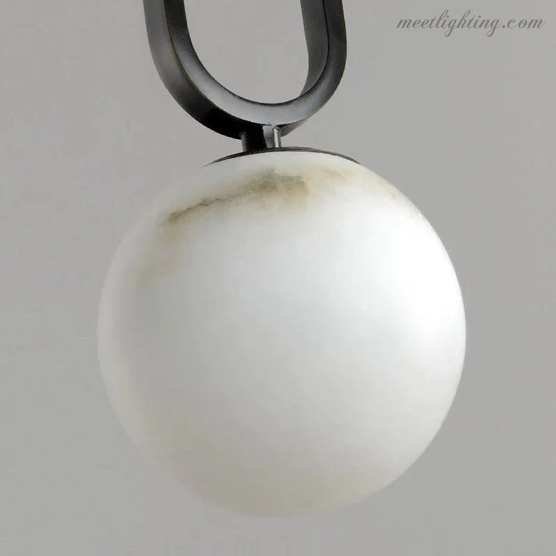 Hanglamp Ovaal Natuursteen Melkwit Warm Licht Eetkamer Woonkamer Slaapkamer Scandinavisch Minimalistische Verlichting | Sansoti