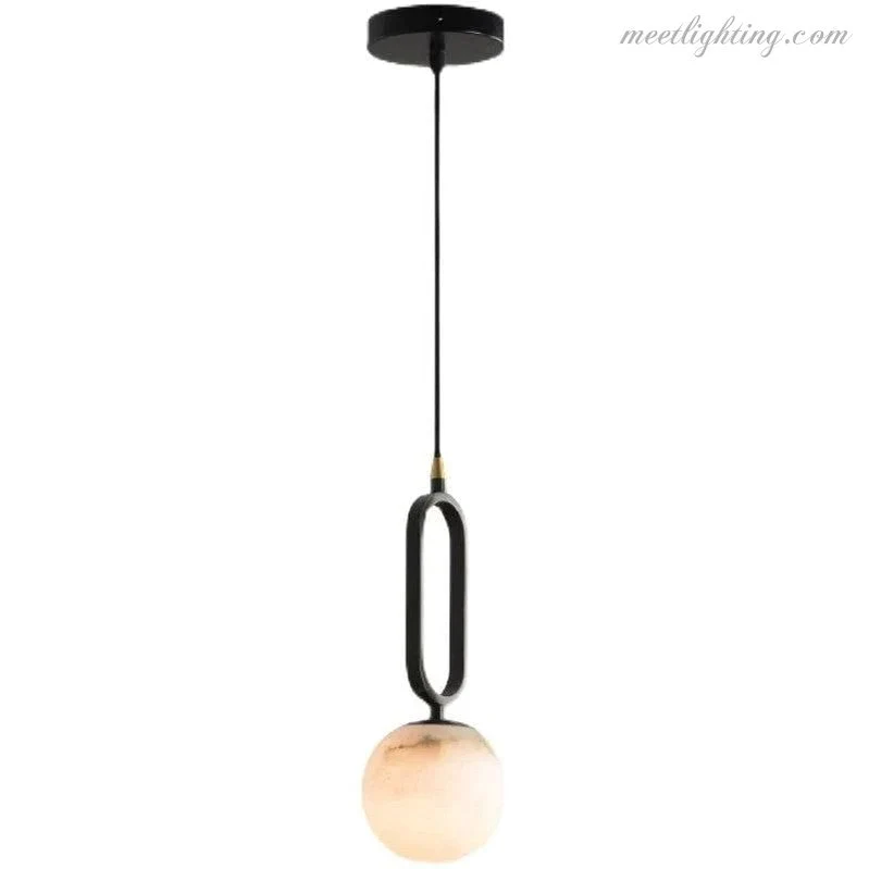 Hanglamp Ovaal Natuursteen Melkwit Warm Licht Eetkamer Woonkamer Slaapkamer Scandinavisch Minimalistische Verlichting | Sansoti