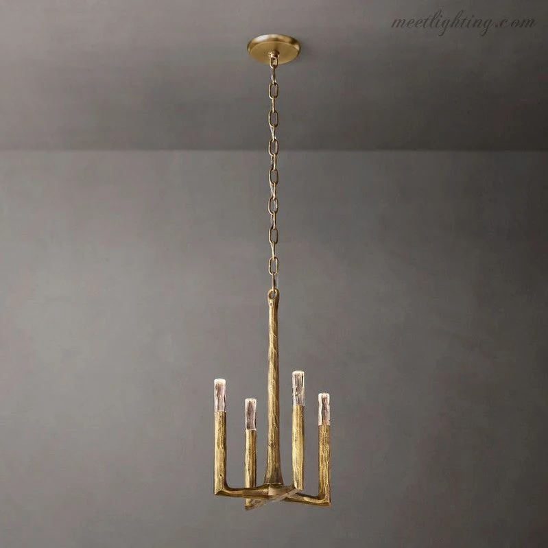 Hanglamp Handgesmeed Metaal Ø30cm Glas 4 Lichtpunten Keukeneiland Eettafel Dimbaar G9 Sfeerverlichting | Sansoti
