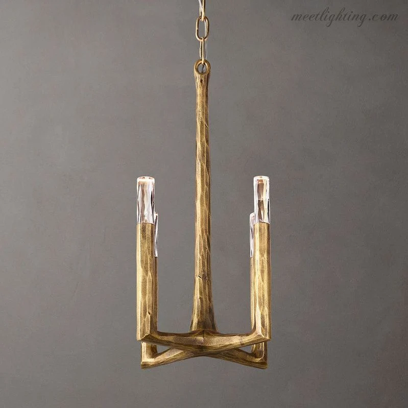 Hanglamp Handgesmeed Metaal Ø30cm Glas 4 Lichtpunten Keukeneiland Eettafel Dimbaar G9 Sfeerverlichting | Sansoti