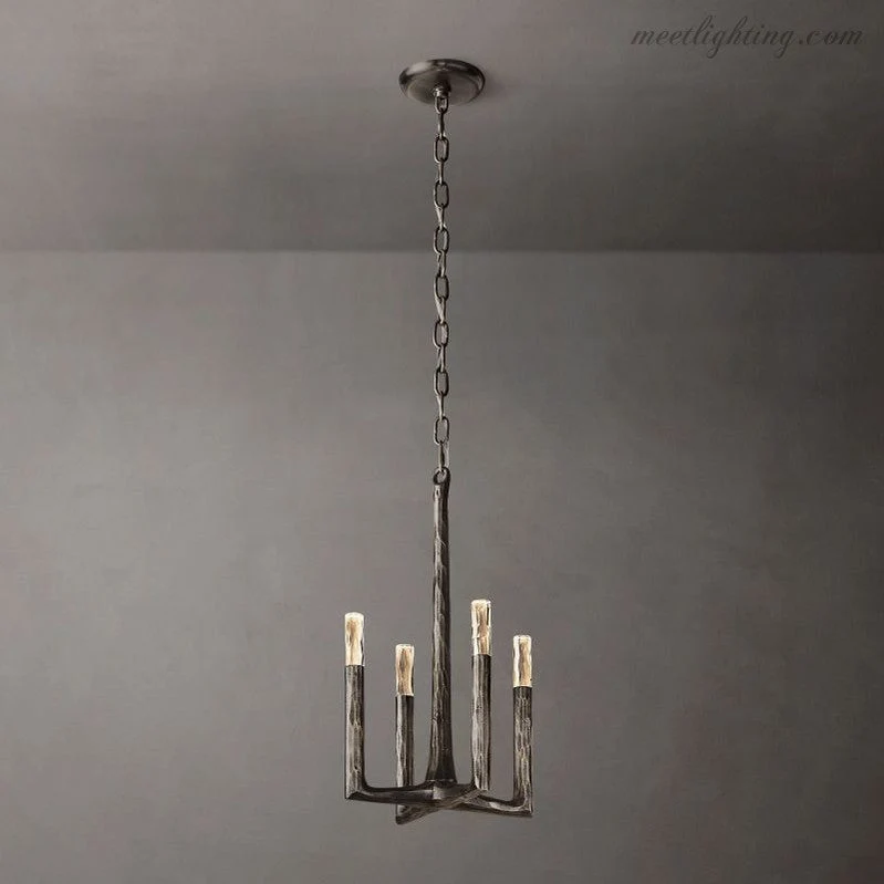 Hanglamp Handgesmeed Metaal Ø30cm Glas 4 Lichtpunten Keukeneiland Eettafel Dimbaar G9 Sfeerverlichting | Sansoti
