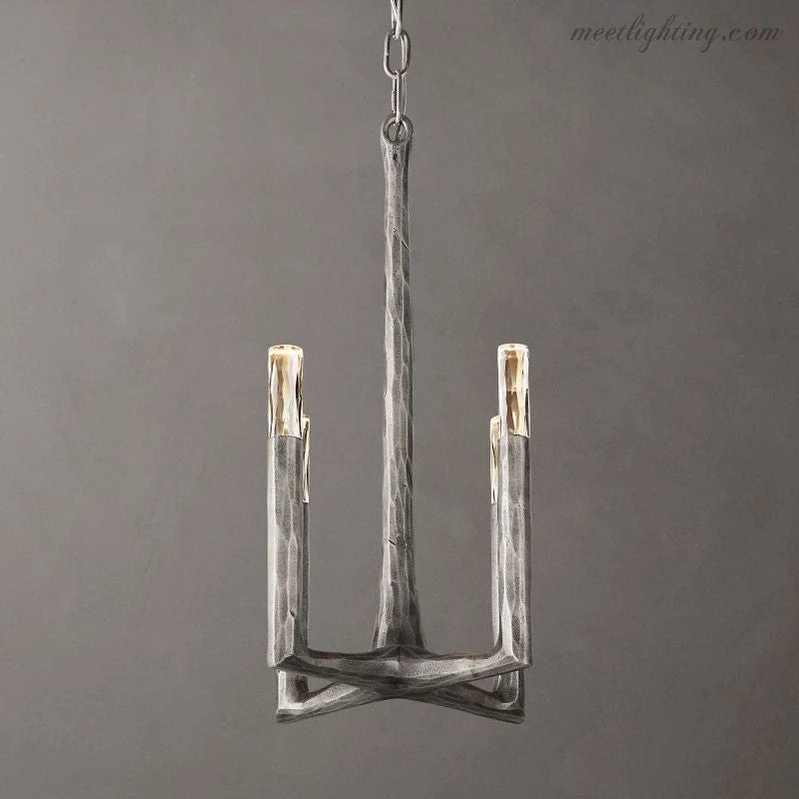 Hanglamp Handgesmeed Metaal Ø30cm Glas 4 Lichtpunten Keukeneiland Eettafel Dimbaar G9 Sfeerverlichting | Sansoti