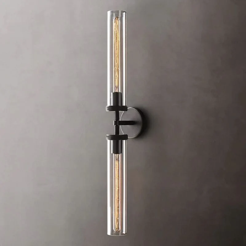 Industriële Wandlamp Lineair Met Zeshoekige Details Metaal Glas Messing Zwart Nikkel Verlichting Woonkamer | Sansoti