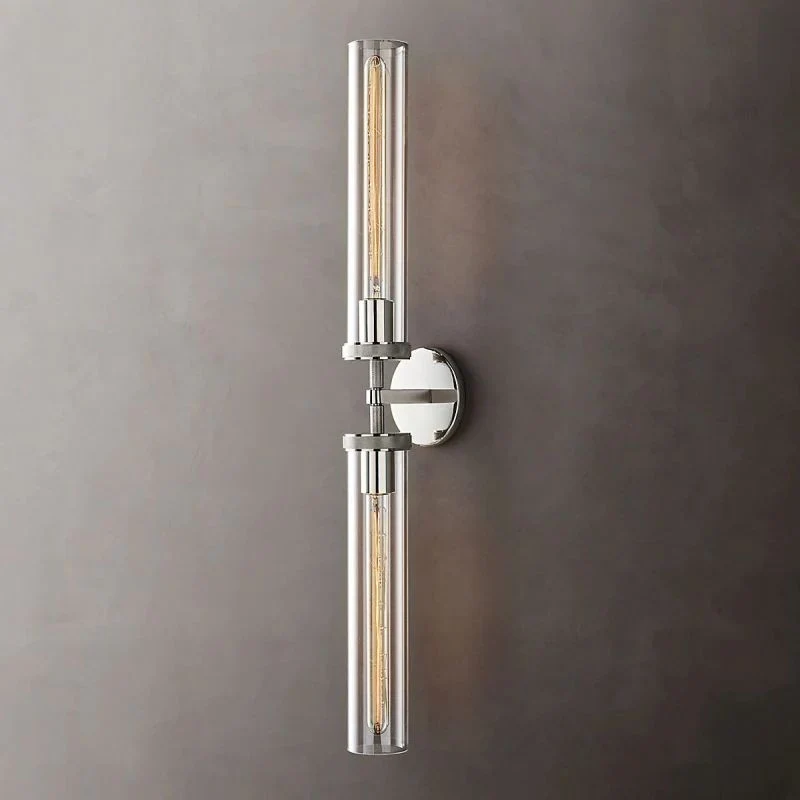 Industriële Wandlamp Lineair Met Zeshoekige Details Metaal Glas Messing Zwart Nikkel Verlichting Woonkamer | Sansoti