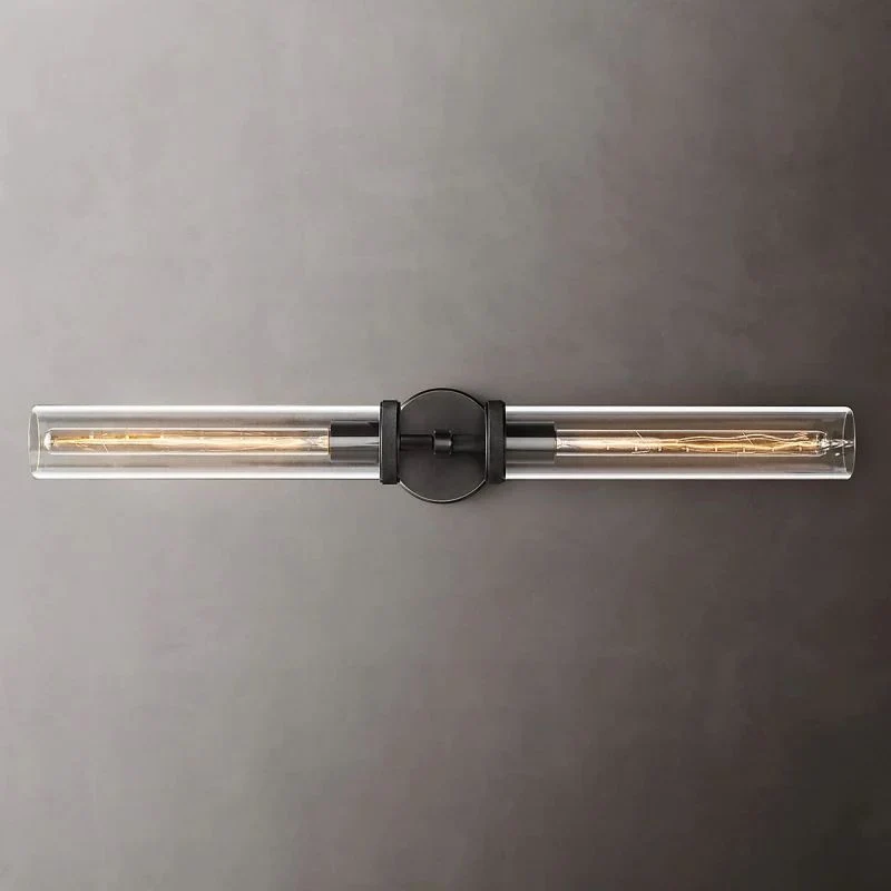 Industriële Wandlamp Lineair Met Zeshoekige Details Metaal Glas Messing Zwart Nikkel Verlichting Woonkamer | Sansoti