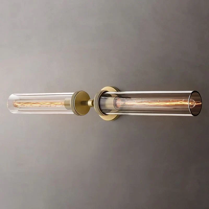 Industriële Wandlamp Lineair Met Zeshoekige Details Metaal Glas Messing Zwart Nikkel Verlichting Woonkamer | Sansoti