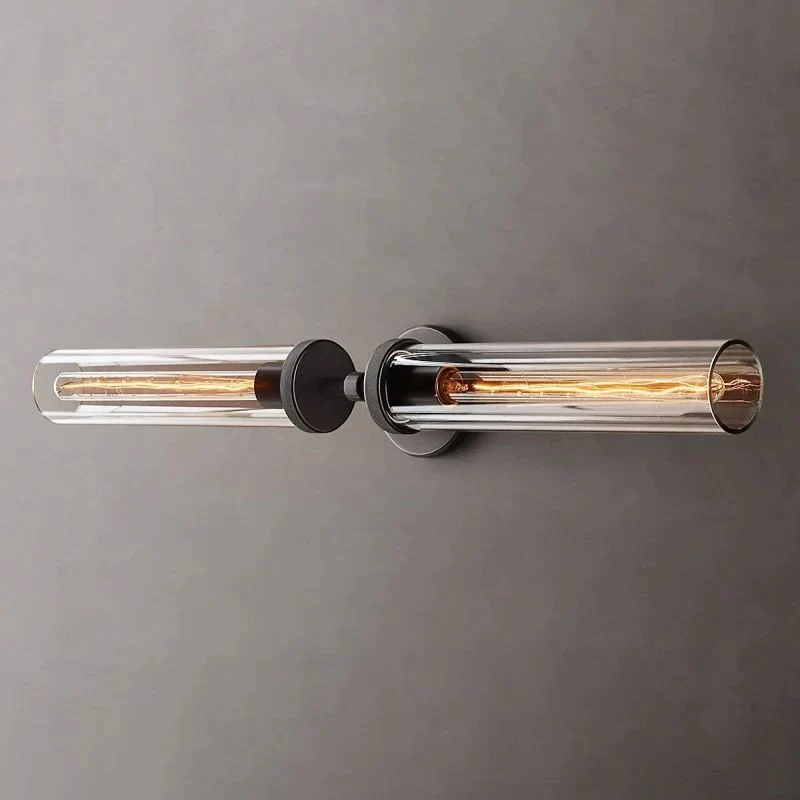 Industriële Wandlamp Lineair Met Zeshoekige Details Metaal Glas Messing Zwart Nikkel Verlichting Woonkamer | Sansoti