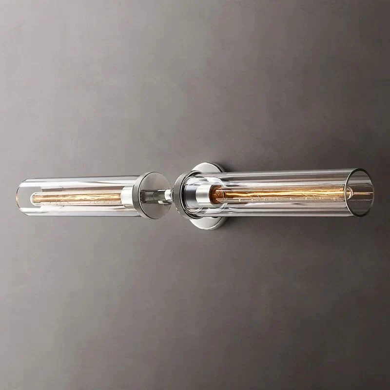 Industriële Wandlamp Lineair Met Zeshoekige Details Metaal Glas Messing Zwart Nikkel Verlichting Woonkamer | Sansoti