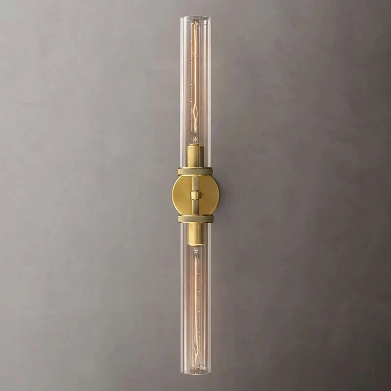 Industriële Wandlamp Lineair Met Zeshoekige Details Metaal Glas Messing Zwart Nikkel Verlichting Woonkamer | Sansoti