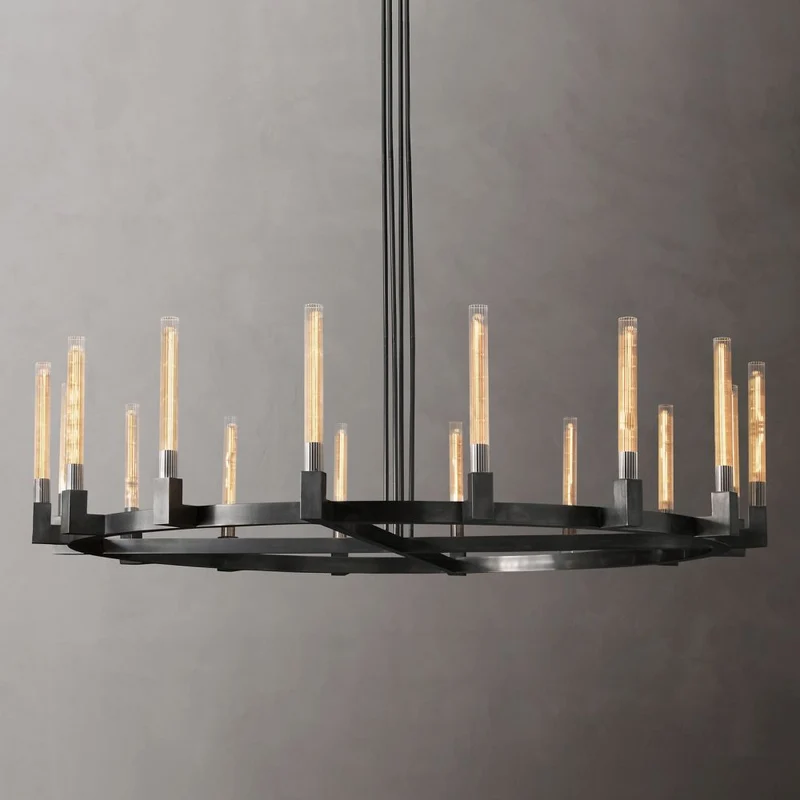 Ronde Kroonluchter met Geribbeld Glas en Messing voor Eetkamer Woonkamer Slaapkamer Entree Hal Modern | Sansoti