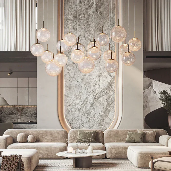 Moderne Lineaire Kroonluchter met Glazen Bollen LED-verlichting voor Eetkamer Woonkamer Eettafel Hangverlichting | Sansoti