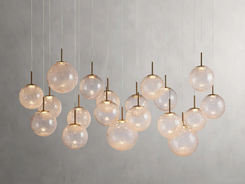 Moderne Lineaire Kroonluchter met Glazen Bollen LED-verlichting voor Eetkamer Woonkamer Eettafel Hangverlichting | Sansoti
