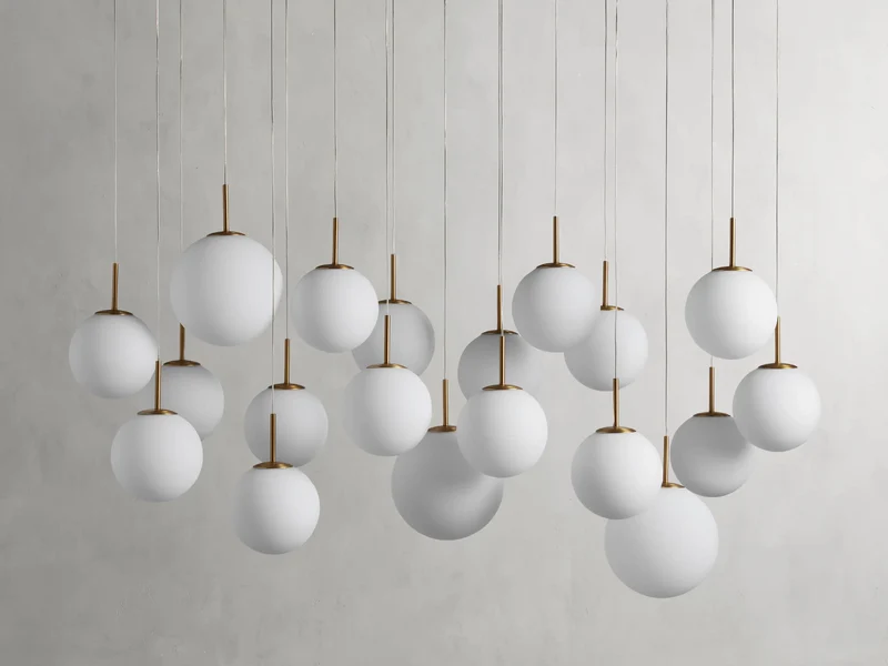 Moderne Lineaire Kroonluchter met Glazen Bollen LED-verlichting voor Eetkamer Woonkamer Eettafel Hangverlichting | Sansoti