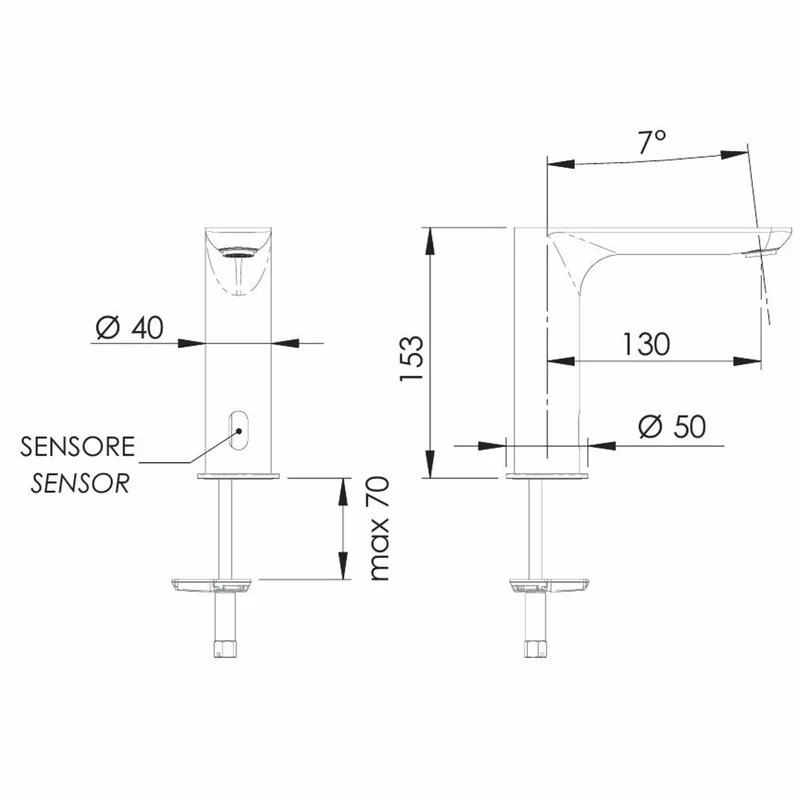 Casa Padrino Luxus Waschtisch Armatur Silber H. 15,3 cm - Elektrisch mit Sensor