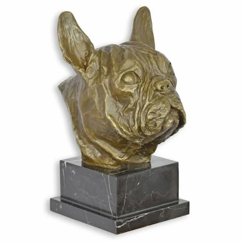 Casa Padrino Luxus Deko Bronze Büste Bulldogge H. 26,5 cm - Schreibtisch Deko