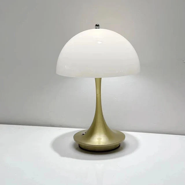 Draadloze Paddenstoel Tafellamp Oplaadbaar 24cm Warm Wit LED Sfeerverlichting Decoratief Binnen Buiten | Sansoti