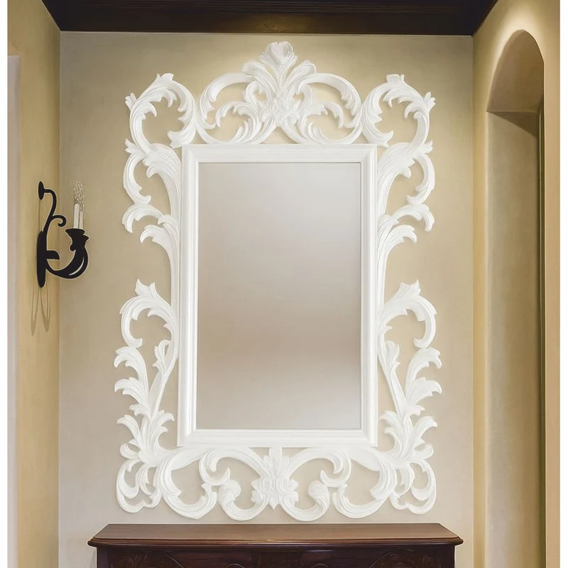 Casa Padrino Luxus Barock Spiegel Weiß H. 134 cm - Barockstil Möbel
