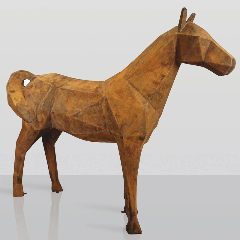 Casa Padrino XXL Deko Skulptur Pferd Rost 245 x H. 200 cm - Lebensgroße Abstrakte Garten Figur