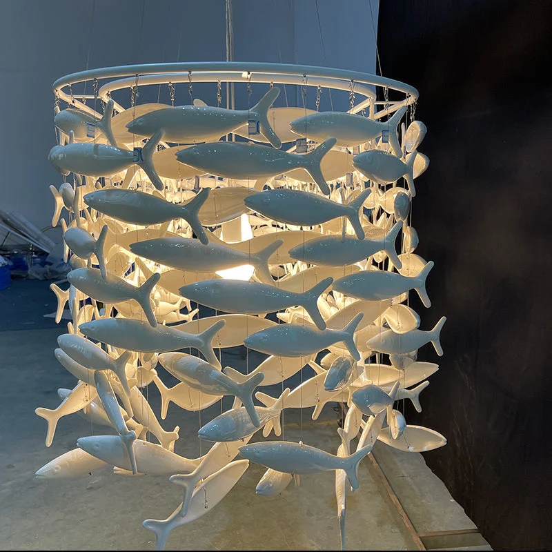 Porseleinen Vissen Kroonluchter Ovaal & Rond Design Eetkamer Hanglamp Dimbaar Warm Wit LED Decoratief | Sansoti
