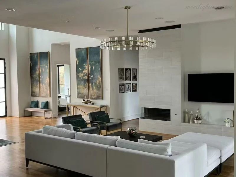 Ronde Kristallen Kroonluchter 152cm 72 Lichtpunten Messing Zwart Nikkel Eetkamer Woonkamer Luxe Verlichting | Sansoti